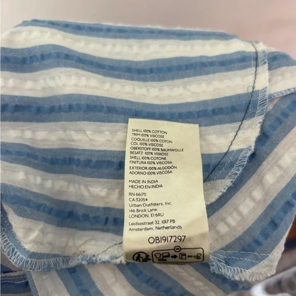 Free People Bop Around Romper Blue and White Striped - Picture 6 of 6